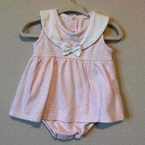 Laura Ashley Baby Pink and White Striped Dress
